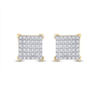 10kt Yellow Gold Men's Round Diamond Square Earrings - 1/5 Cttw | Striking Geometric Brilliance product Side View from Splendid Jewellery