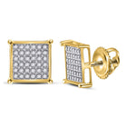 10kt Yellow Gold Men's Round Diamond Square Earrings - Captivating Brilliance product  Top View from Splendid Jewellery