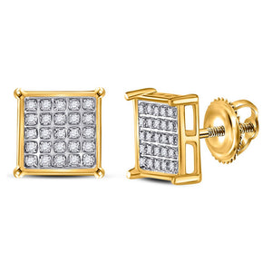 Men's Diamond Earrings | 10kt Yellow Gold Mens Round Diamond Square Earrings 1/6 Cttw | Splendid Jewellery GND
