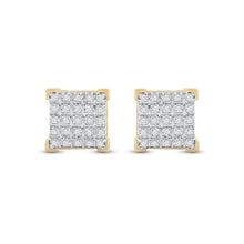 Load image into Gallery viewer, 10kt Yellow Gold Men&#39;s Round Diamond Square Earrings - A Dazzling Addition to Your Collection product Side View from Splendid Jewellery