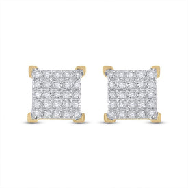 10kt Yellow Gold Men's Square Diamond Earrings - 1/6 Cttw | Splendid Jewellery product Side View from Splendid Jewellery