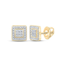 Load image into Gallery viewer, 10kt Yellow Gold Men&#39;s Square Diamond Earrings - Exquisite Brilliance product  Top View from Splendid Jewellery