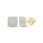 10kt Yellow Gold Men's Square Diamond Earrings - Exquisite Brilliance product  Top View from Splendid Jewellery