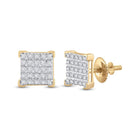 10kt Yellow Gold Men's Round Diamond Square Earrings - A Dazzling Addition to Your Collection product  Top View from Splendid Jewellery