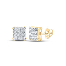 Load image into Gallery viewer, 10kt Yellow Gold Men&#39;s Square Diamond Earrings - 1/8 Cttw - Exquisite Jewelry product  Top View from Splendid Jewellery