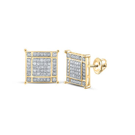 10kt Yellow Gold Square Diamond Earrings for Men - 5/8 Cttw | Splendid Jewellery product  Top View from Splendid Jewellery