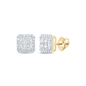 10kt Yellow Gold Square Diamond Earrings for Men - 5/8 Ct.t.w. Magnificent Jewelry product  Top View from Splendid Jewellery