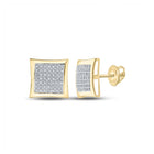 Captivating Name: "Radiant Brilliance - 10kt Yellow Gold Men's Round Diamond Square Kite Cluster Earrings" product  Top View from Splendid Jewellery