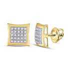 10kt Yellow Gold Men's Round Diamond Square Kite Cluster Earrings - 1/8 Cttw | Dazzling Diamond Delight product  Top View from Splendid Jewellery