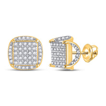 Load image into Gallery viewer, 10kt Yellow Gold Men&#39;s Round Diamond Square Stud Earrings 1/3 Cttw - Luxurious Brilliance product  Top View from Splendid Jewellery