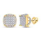 10kt Yellow Gold Men's Round Diamond Square Stud Earrings 1/3 Cttw - Luxurious Brilliance product  Top View from Splendid Jewellery