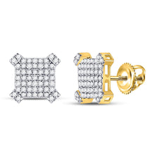Load image into Gallery viewer, 10kt Yellow Gold Men&#39;s Diamond Squared Cluster Earrings - 3/4 Cttw | Splendid Jewellery product  Top View from Splendid Jewellery