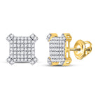 10kt Yellow Gold Men's Diamond Squared Cluster Earrings - 3/4 Cttw | Splendid Jewellery product  Top View from Splendid Jewellery