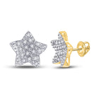 Dazzling 10kt Yellow Gold Men's Round Diamond Star Earrings - 1/10 Cttw product  Top View from Splendid Jewellery