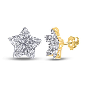 Men's Diamond Earrings | 10kt Yellow Gold Mens Round Diamond Star Earrings 1/10 Cttw | Splendid Jewellery GND