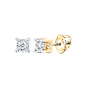 Men's Diamond Earrings | 10kt Yellow Gold Mens Round Diamond Stud Earrings 1/10 Cttw | Splendid Jewellery GND