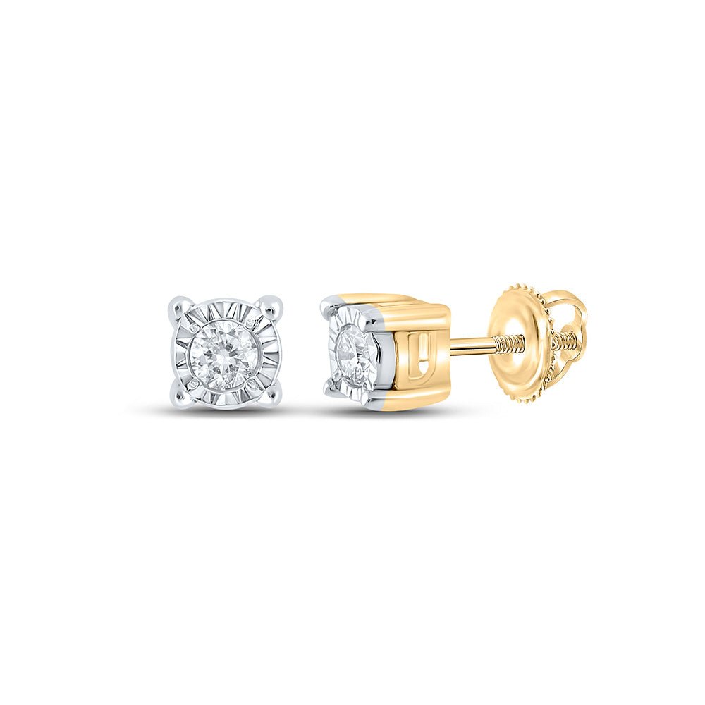 Men's Diamond Earrings | 10kt Yellow Gold Mens Round Diamond Stud Earrings 1/20 Cttw | Splendid Jewellery GND