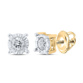 10kt Yellow Gold Men's Round Diamond Stud Earrings 1/8 Cttw | Stunning Sparkle product  Top View from Splendid Jewellery