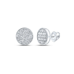 Men's Diamond Earrings | 14kt White Gold Mens Round Diamond Button Cluster Earrings 1/2 Cttw | Splendid Jewellery GND