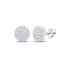 Load image into Gallery viewer, 14kt White Gold Men&#39;s Round Diamond Cluster Earrings - 1-1/4 Cttw - Top View