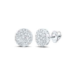 Men's Diamond Earrings | 14kt White Gold Mens Round Diamond Cluster Earrings 1/4 Cttw | Splendid Jewellery GND