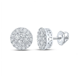 Men's Diamond Earrings | 14kt White Gold Mens Round Diamond Cluster Earrings 5/8 Cttw | Splendid Jewellery GND