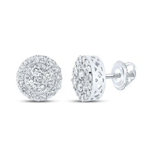 Load image into Gallery viewer, 14kt White Gold Men&#39;s Round Diamond Cluster Earrings - 7/8 Ct.t.w. - Exquisite Brilliance - Top View