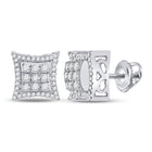 14kt White Gold Men's Round Diamond Kite Square Earrings - 5/8 Cttw - Top View