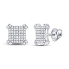14kt White Gold Square Diamond Earrings - Exquisite Men's Jewelry - Top View