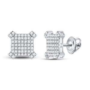 Men's Diamond Earrings | 14kt White Gold Mens Round Diamond Square Earrings 1/3 Cttw | Splendid Jewellery GND