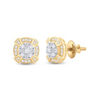 14kt Yellow Gold Baguette Diamond Circle Cluster Earrings for Men - 3/4 Cttw - Top View