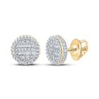 14kt Yellow Gold Baguette and Round Diamond Circle Earrings - 1/2 Cttw - Top View