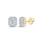 14kt Yellow Gold Baguette Diamond Cluster Earrings for Men - 1/4 Cttw - Top View
