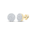 14kt Yellow Gold Men's Round Diamond Cluster Earrings - Exquisite Brilliance - Top View