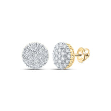 Load image into Gallery viewer, 14kt Yellow Gold Men&#39;s Diamond Cluster Earrings - 1-5/8 Cttw - Top View
