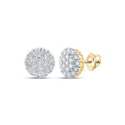 14kt Yellow Gold Men's Diamond Cluster Earrings - 1-5/8 Cttw - Top View