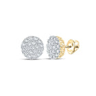 14kt Yellow Gold Men's Round Diamond Cluster Earrings 1 Cttw - Top View