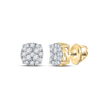 Load image into Gallery viewer, Radiant Gold Cluster Diamond Earrings - 1/4 Cttw for Men - Top View