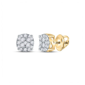 Men's Diamond Earrings | 14kt Yellow Gold Mens Round Diamond Cluster Earrings 1/4 Cttw | Splendid Jewellery GND