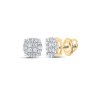 14kt Yellow Gold Men's Round Diamond Cluster Earrings - 1/4 Cttw - Top View