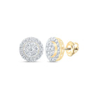 14kt Yellow Gold Men's Round Diamond Cluster Earrings - Captivating Brilliance - Top View