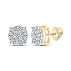 14kt Yellow Gold Men's Round Diamond Cluster Earrings - A Dazzling Delight - Top View