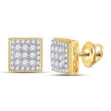 Load image into Gallery viewer, 14kt Yellow Gold Square Diamond Earrings - 1 Carat Total Weight of Sparkling Brilliance - Top View