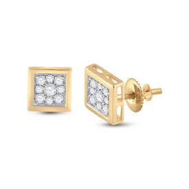 14kt Yellow Gold Square Diamond Earrings - 1/3 Cttw - Top View