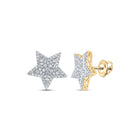 14kt Yellow Gold Men's Round Diamond Star Earrings - 1 Cttw - Top View