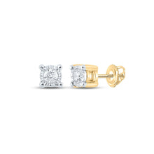 Load image into Gallery viewer, 14kt Yellow Gold Round Diamond Stud Earrings for Men - 1/6 Cttw - Top View