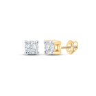 14kt Yellow Gold Round Diamond Stud Earrings for Men - 1/6 Cttw - Top View