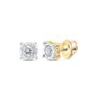 Dazzling 14kt Yellow Gold Men's Round Diamond Stud Earrings 1/8 Cttw - Top View