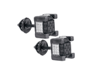 Sterling Silver Black Diamond 3D Cube Stud Earrings for Men - Top View