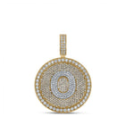 Men's Diamond O Initial Charm Pendant in Two - tone Gold - 3 - 7/8 Cttw - Splendid Jewellery